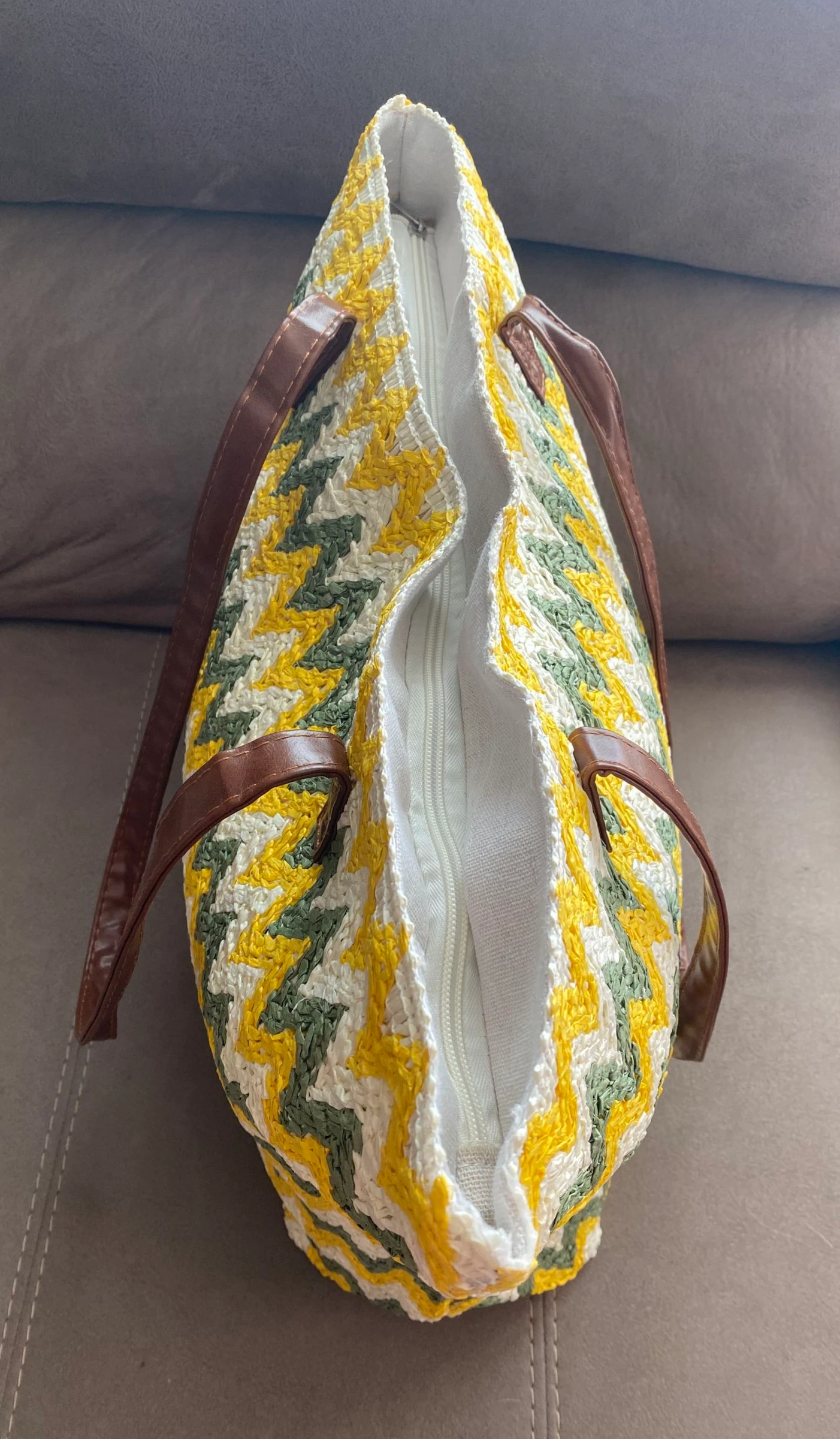 Grote schouder tas van veelkleurige raffia – photo 5